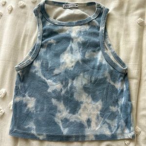 Zara blue tie dye cropped tank top